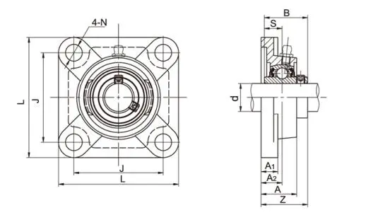 Diagram of 4-Bolt Flange Bearing Units UCFX