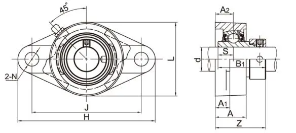 Diagram of 2-Bolt Flange Bearing Units NAFLU2