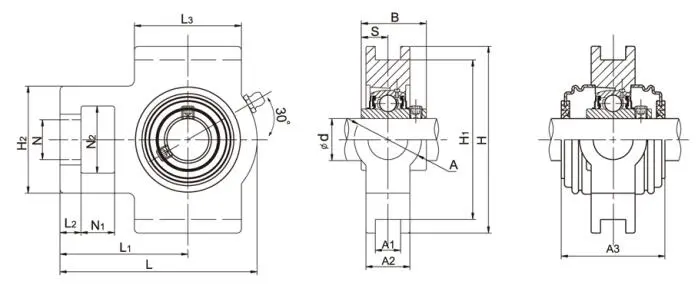 Diagram of Take Up Bearing Units UCT2