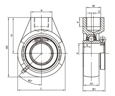 Diagram of Hanger Bearing Units UEHA2