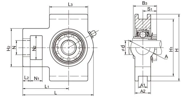 Diagram of Take Up Bearing Units UKT2