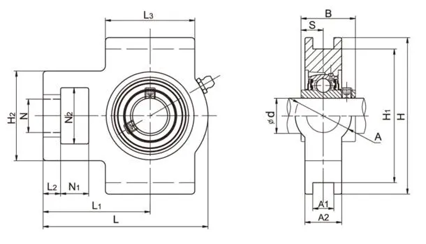 Diagram of Take Up Bearing Units UCT3