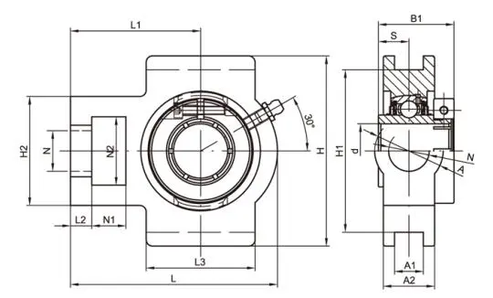 Diagram of Take Up Bearing Units UET2