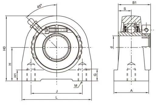 Diagram of All Stainless Steel Bearing Units SSUEPA2 A