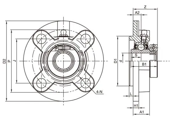 Diagram of All Stainless Steel Bearing Units SSUEFC2