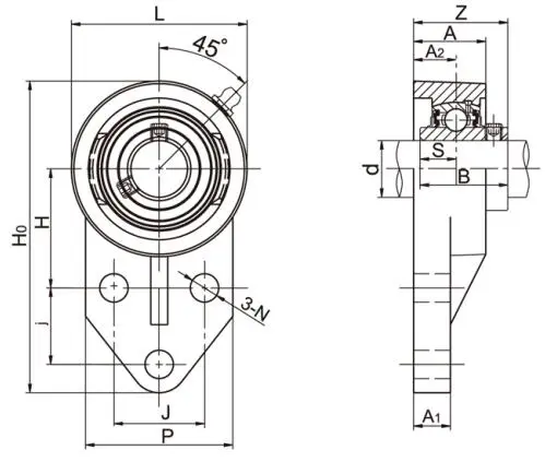 Diagram of All Stainless Steel Bearing Units SSUCFB2 A