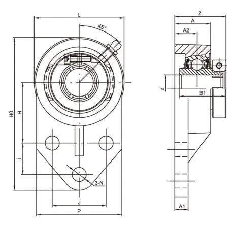 Diagram of All Stainless Steel Bearing Units SSUEFB2 A