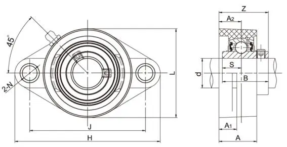 Diagram of Thermoplastic Bearing Units TP-SUCFL2