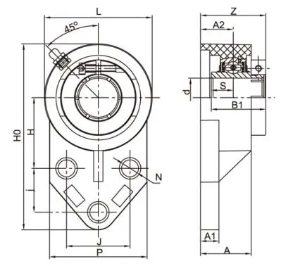 Diagram of Thermoplastic Bearing Units TP-SUEFB2