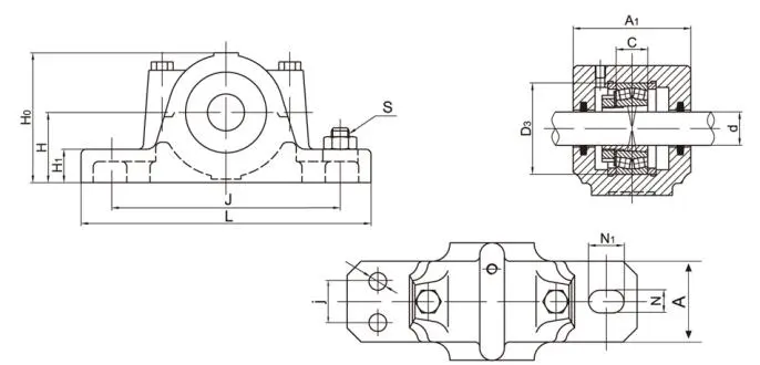 Diagram of SNU500 Plummer Blocks