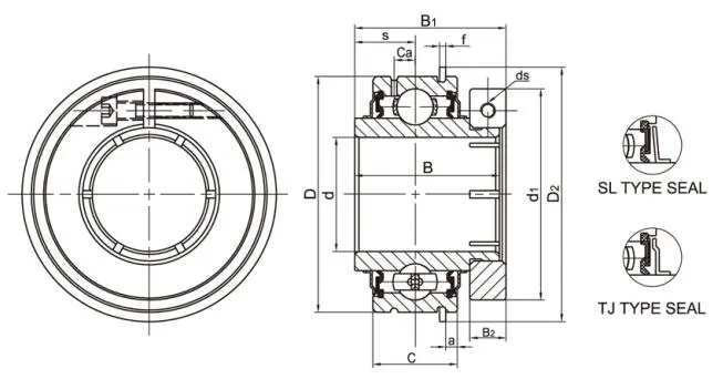 Diagram of Stainless Steel Bearing Inserts With Concentic Locking SUER2