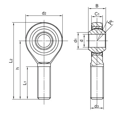 Diagram of Metric Rod Ends COS