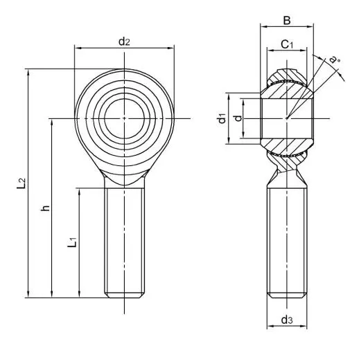 Diagram of Metric Rod Ends POS..EC