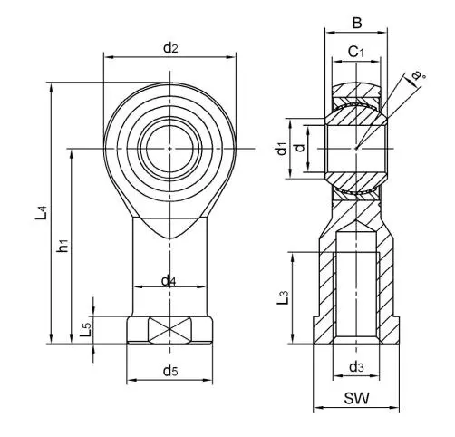 Diagram of Metric Rod Ends CHS