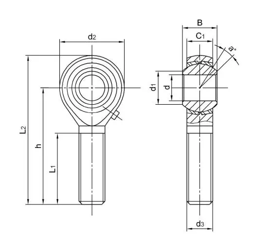 Diagram of Metric Rod Ends SPOS