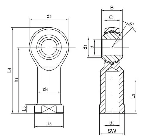 Diagram of Metric Rod Ends NPHS