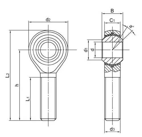 Diagram of Metric Rod Ends NPOS