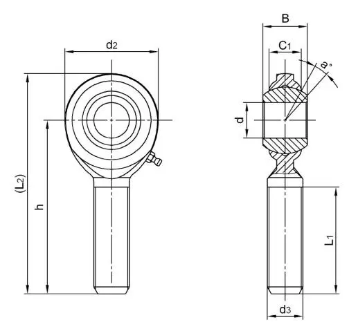 Diagram of Inch Rod Ends CM