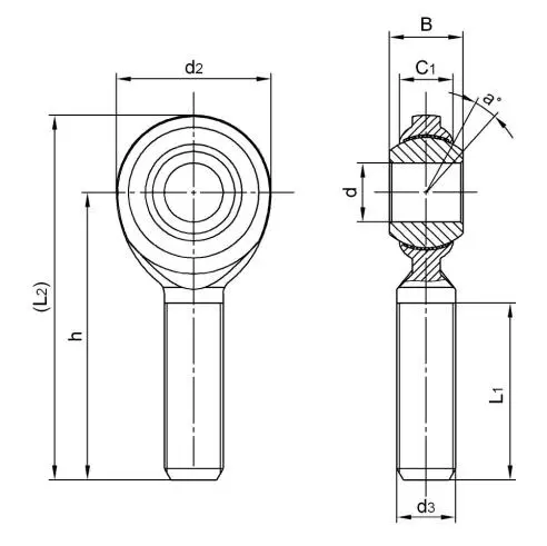 Diagram of Inch Rod Ends CM...T