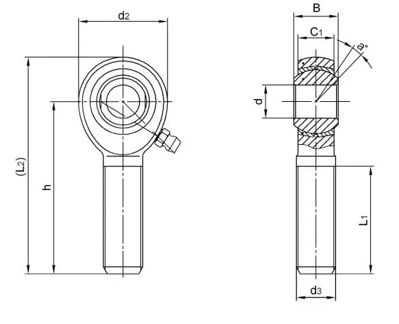 Diagram of Inch Rod Ends M