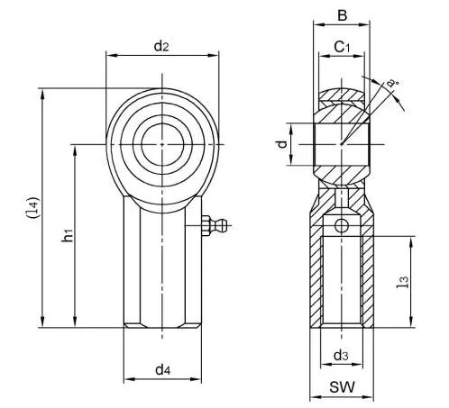 Diagram of Inch Rod Ends JF