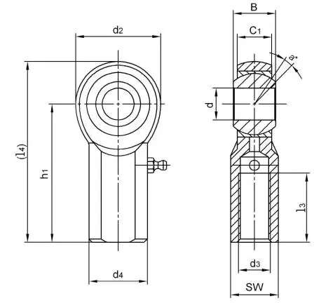 Diagram of Inch Rod Ends JFX