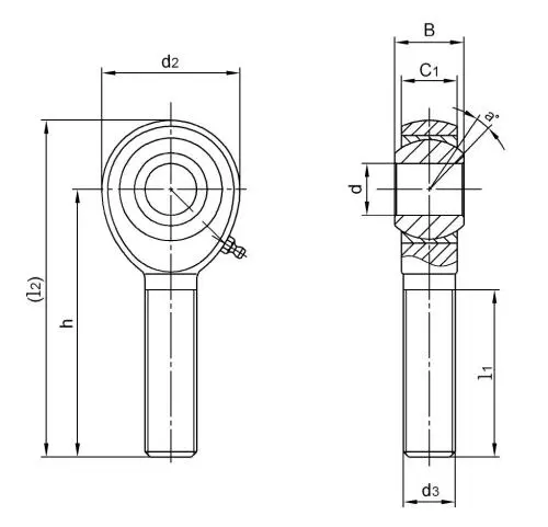 Diagram of Inch Rod Ends JMX..T