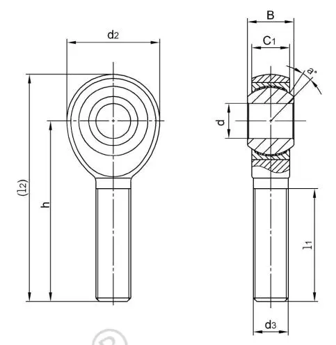 Diagram of Inch Rod Ends SJM..T