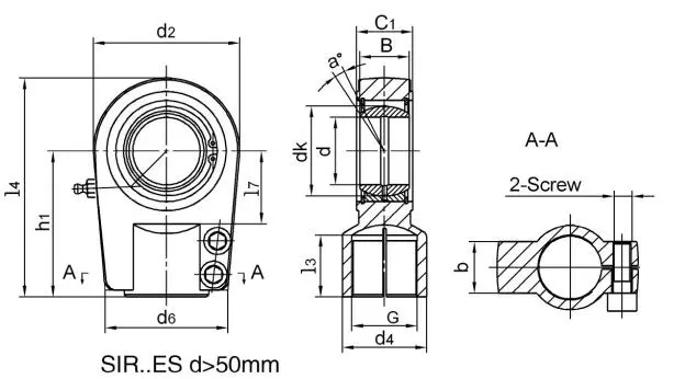 Diagram of Hydraulic Rod Ends SIR..ES