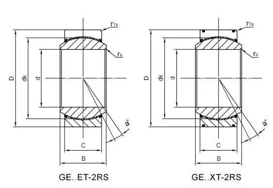 Diagram of Maintenance Free Plain Bearings GE ET-2RS/GE XT-2RS