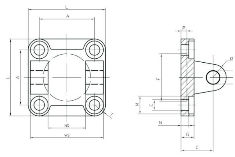 Diagram of Swivel Hinges MP2..