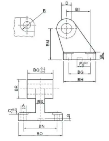 Diagram of Eye & Clevis Mounting ISO-SDB