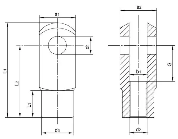 Diagram of Clevis/ Yokes & End Fittings CEF DIN71752