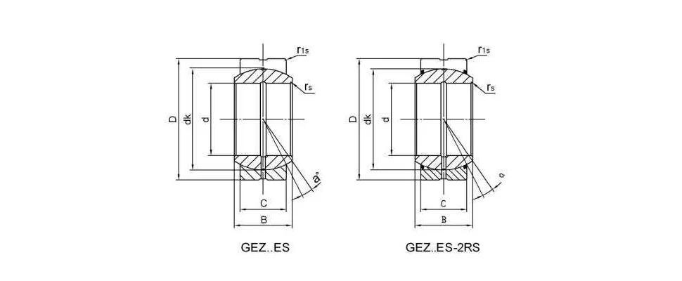 Diagram of GEZ..ES/GEZ..ES-2RS Inch Spherical Plain Bearings