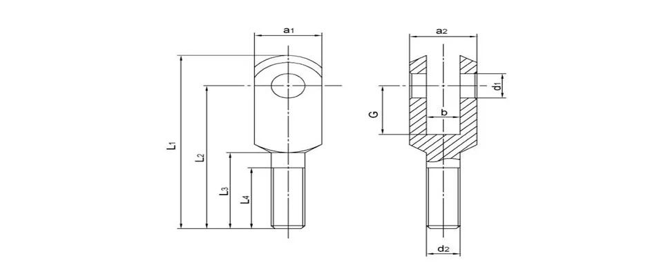 Diagram of CEM DIN71752 Clevis End Male/Rod Clevis