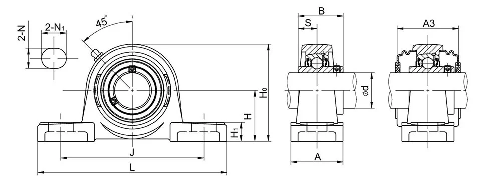 Diagram of Pillow Block Bearing Units UCP2