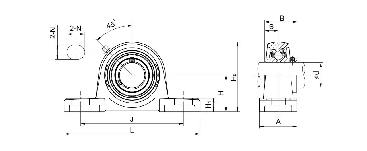 Diagram of Pillow Block Bearing Unit UCP3