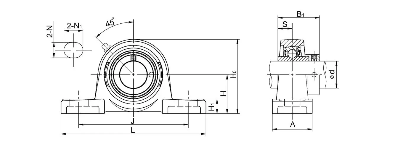 Diagram of Pillow Block Bearing Units NAP2