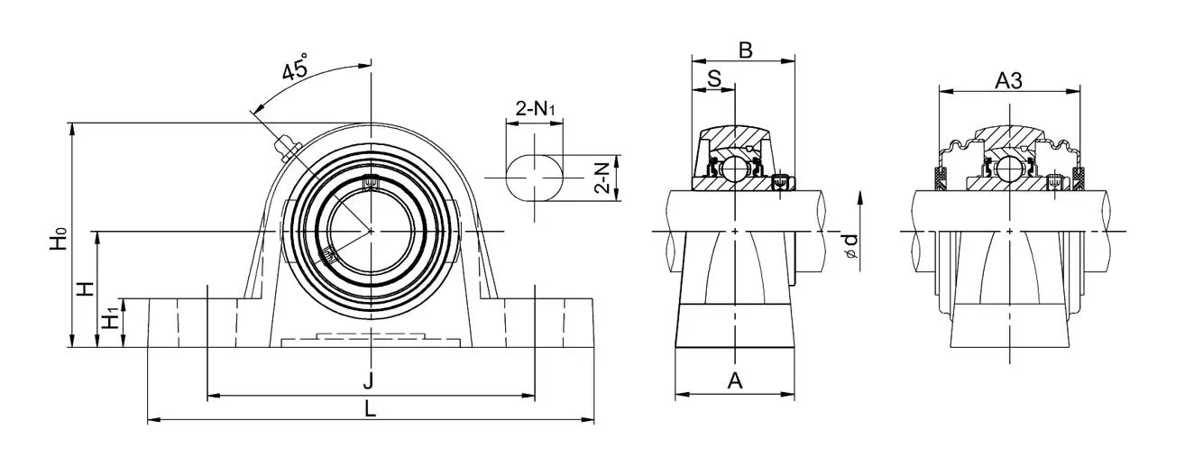 Diagram of Pillow Block Bearing Units UCPE2