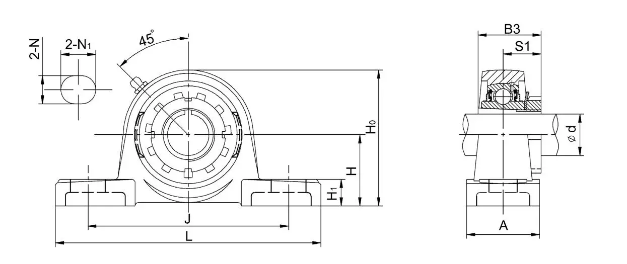 Diagram of Pillow Block Bearing Units UKP2