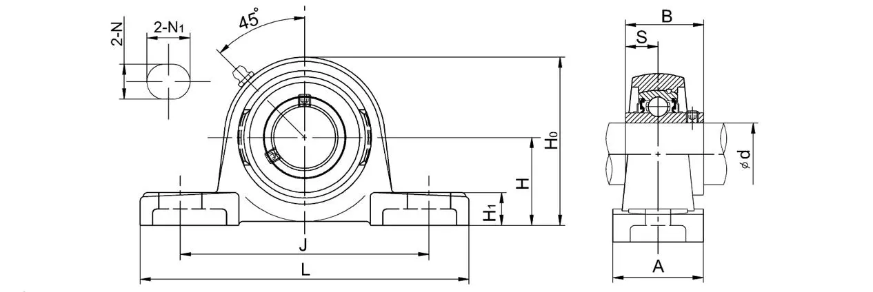 Diagram of Pillow Block Bearing Units UCAK2