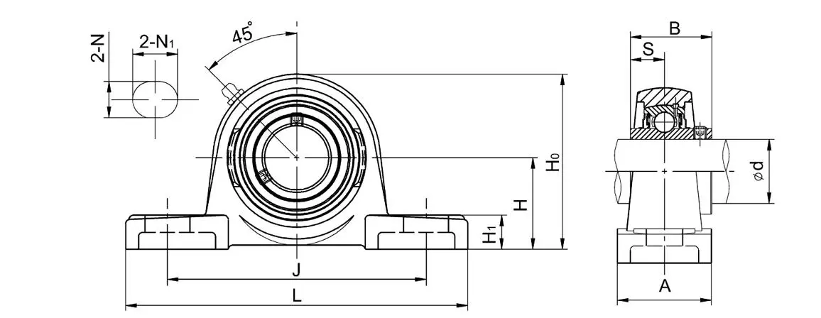 Diagram of Pillow Block Bearing Units UCPX