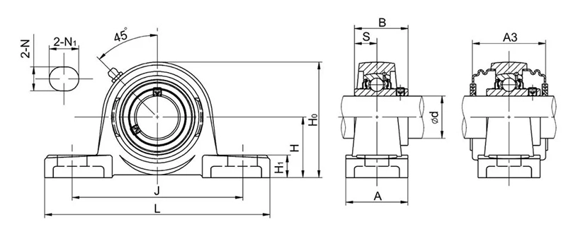 UCP201-8 Pillow Block Bearings 2 Bolt Bearing Housing