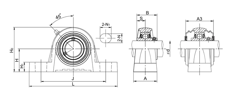 UCPE201-8 Pillow Block Bearings 2 Bolt Bearing Housing