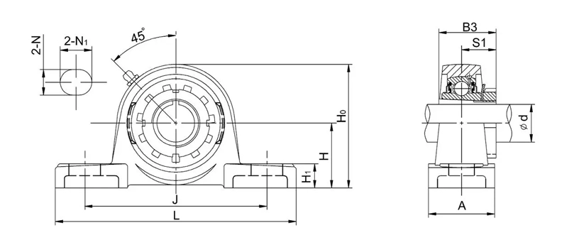 UKP205+H2305 Pillow Block bearings 2 Bolt Bearing Housing