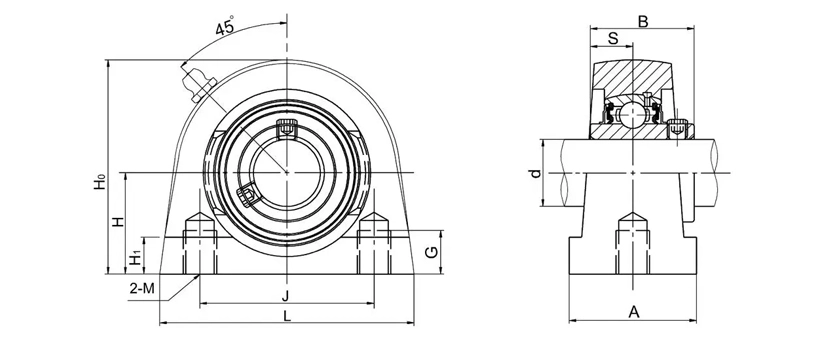 UCPG201-8 Pillow Block Bearings 2 Bolt Bearing Housing Tapped Base