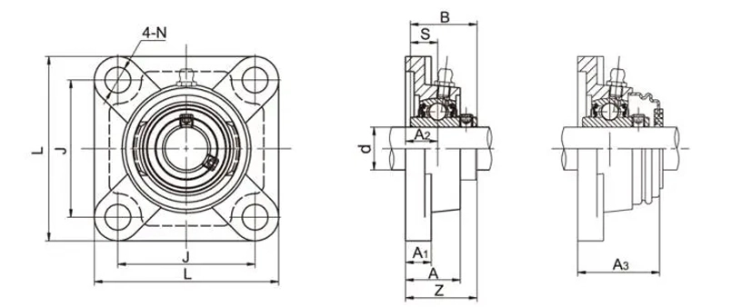 UCWF201 Flange Bearing Units 4 Bolt Bearing Housing