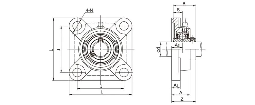 UCF305 Flange Bearing Units 4 Bolt Bearing Housing