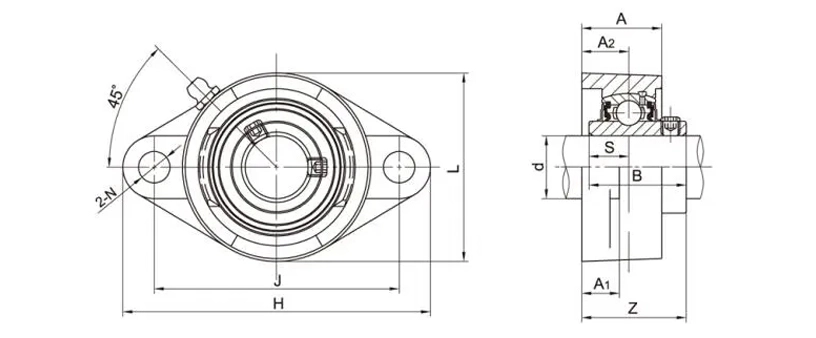 UCFT201-8 Flange Bearing Units 2 Bolt Bearing Housing