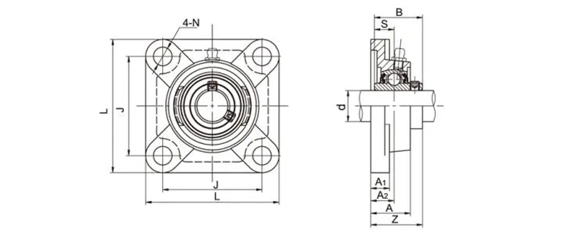 UCFX05-13 Flange Bearing Units 4 Bolt Bearing Housing